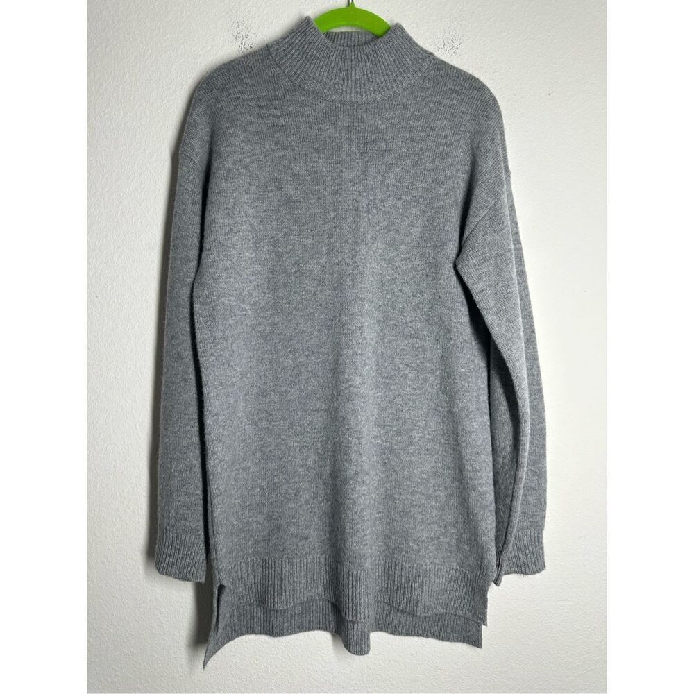 Halogen Cashmere Wool Blend Women’s Long Sweater Turtleneck Gray Size S